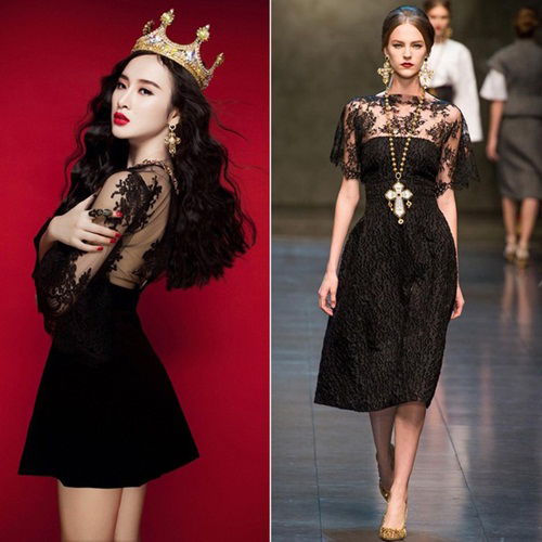 Thiết kế váy ren này của Angela cũng gần giống y hệt với chiếc váy ren đen của Dolce