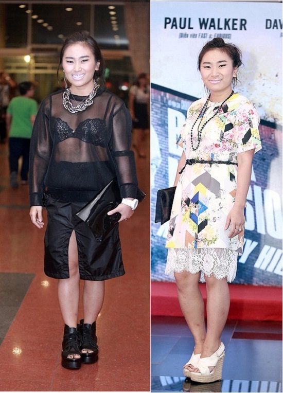 Nhật Thu - nữ ca sĩ 'The Voice 2013' cũng không tạo được ấn tượng tốt với công chúng khi sở hữu gu thời trang vô cùng sến sẩm và kì quặc.