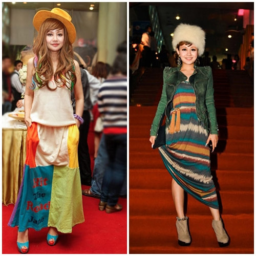 'Gu” thời trang “thảm họa” của Việt Nga không chỉ thể hiện ở cách ăn mặc mà ngay cách trang điểm cũng rất “kinh dị”.