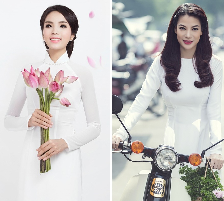 Mỹ nhân Việt duyên dáng với áo dài trắng tinh khôi