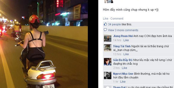 Hình ảnh cô gái mặc nguyên chiếc áo ngực ra phố 'chào hè' tại đoạn gần hầm Kim Liên (Hà Nội) nhanh chóng được lan truyền trên mạng xã hội.