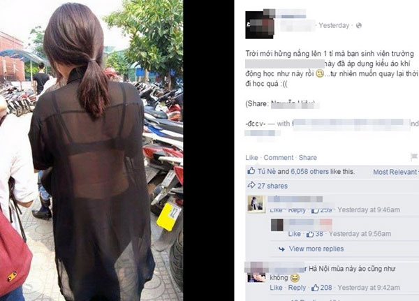 Nữ sinh viên một trường đại học tại Hà Nội cũng chuộng bộ đồ xuyên thấu được cư dân mạng 'ném đá'.