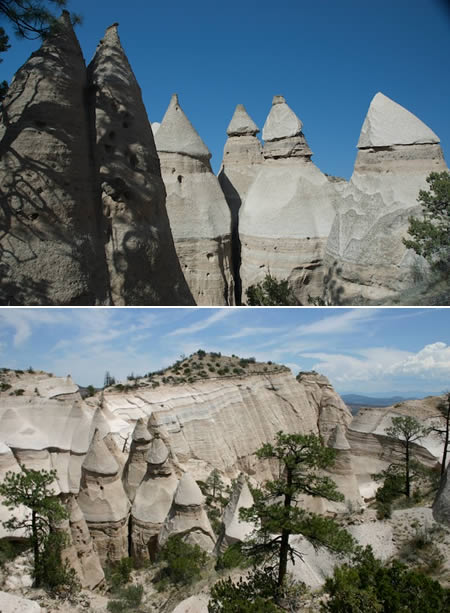 Dãy núi đá Kasha Katuwe, New Mexico, Mỹ: Trải qua thời gian, do sự xói mòn của tự nhiên tạo nên hình dáng độc đáo của chúng với một dãy những ngọn núi đá hình chóp nhọn có độ cao từ vài m cho đến 50 m trải dài hơn 16 km2.