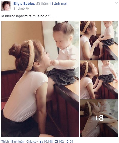 Trên trang cá nhân của mình, Elly Trần vừa đăng hình ảnh đáng yêu của cả 2 mẹ con.