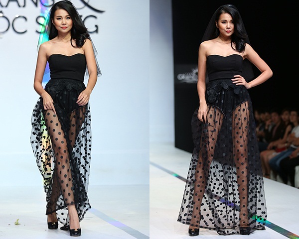 Thanh Hằng catwalk với váy xuyên thấu sexy