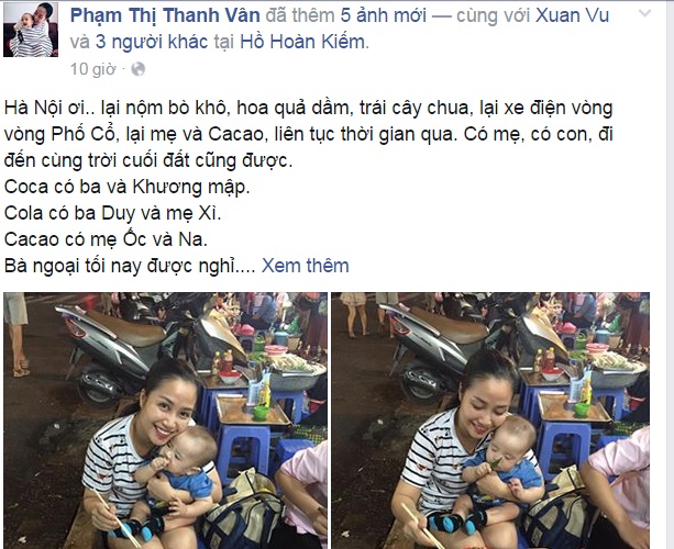 Ốc Thanh Vân vừa đăng tải những hình ảnh bình dị của hai mẹ con lên trang cá nhân.