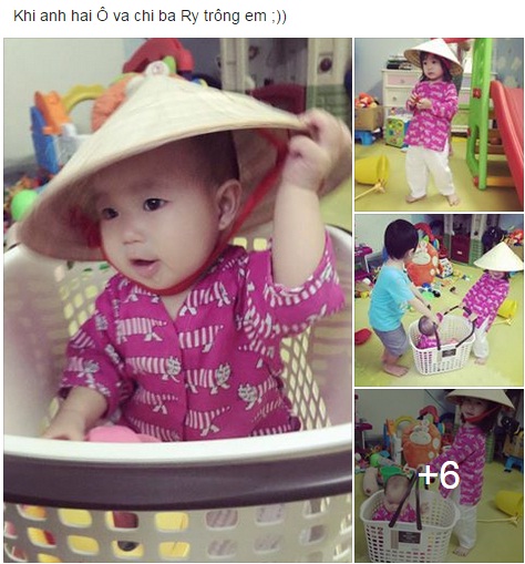 Cách đây vài tiếng, Lý Hải - Minh Hà đã đăng tải hình ảnh cực đáng yêu khi anh cả Rio, chị Cherry chơi đùa cùng em bé Sunny.