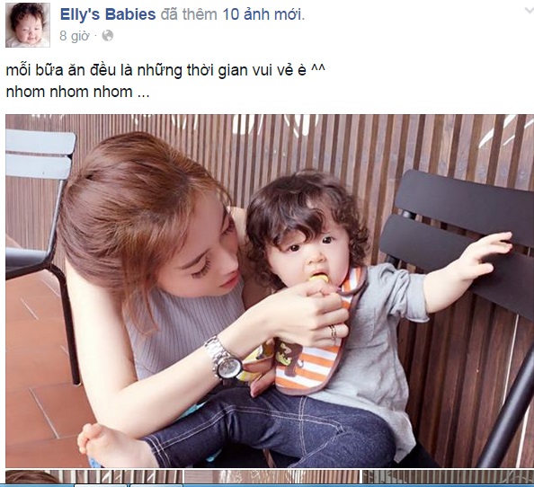Những hình ảnh đáng yêu của hai mẹ con được Elly Trần đăng tải trên trang cá nhân.