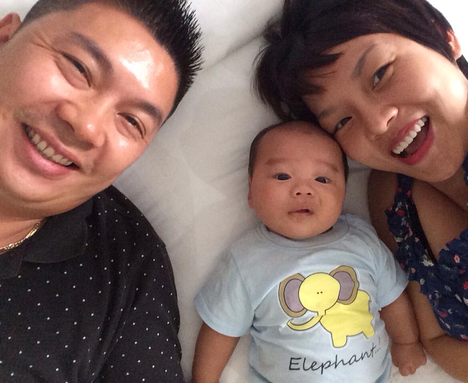 Con trai Thái Thùy Linh mới hơn 3 tháng nhưng rất bụ bẫm và đáng yêu.