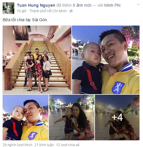 Những hình ảnh hạnh phúc của gia đình Tuấn Hưng được nam ca sỹ đăng tải trên trang cá nhân.