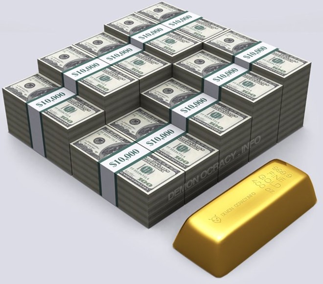 Một thanh vàng 400 ounce, với tỷ giá quy đổi 2.000 USD/ounce sẽ có giá khoảng 800.000 USD nếu đổi ra tiền mặt. Thanh vàng khá nặng, tương đường 3 bình sữa đầy.