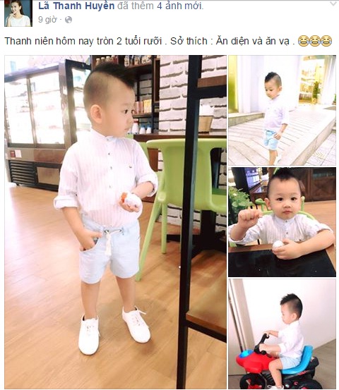 Lã Thanh Huyền vừa đăng tải những hình ảnh cực phong cách của con trai lên trang cá nhân.