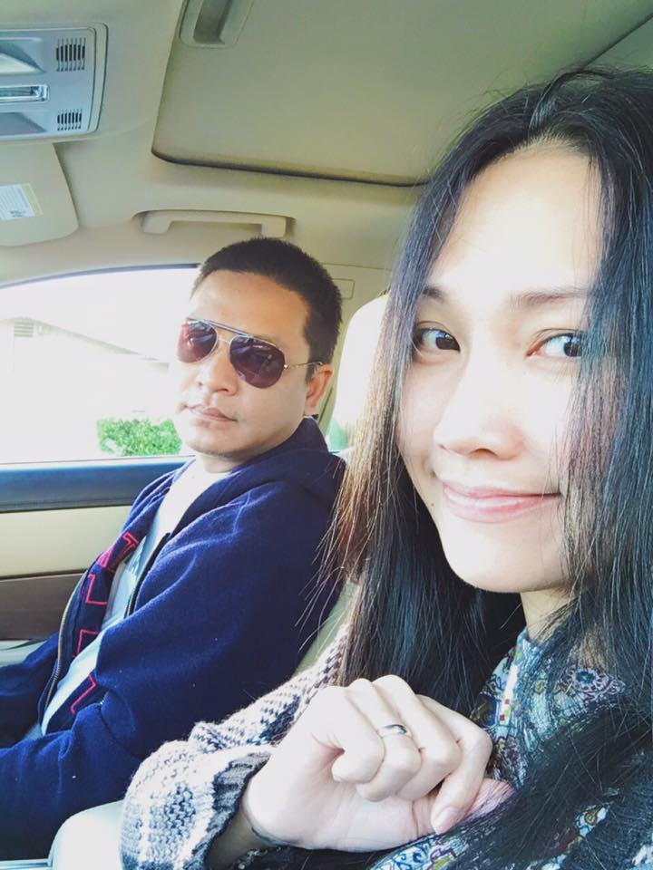 Kim Hiền selfile cùng chồng bảnh trai.