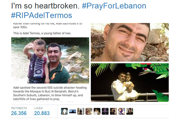 Lebanon: Người hùng dũng cảm chặn đầu kẻ đánh bom liều chết