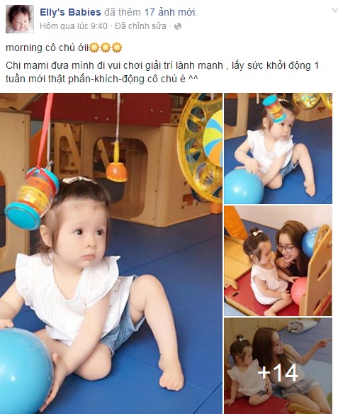 Trên trang cá nhân, Elly Trần vừa đăng tải những hình ảnh đáng yêu của hai mẹ con khi đi chơi.