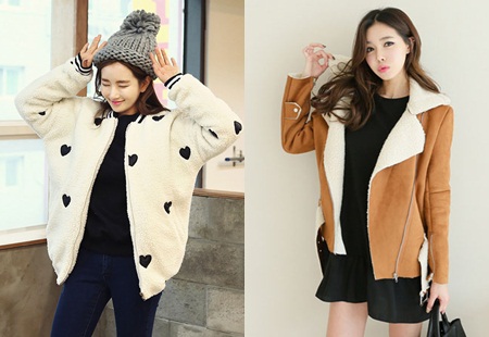 Áo khoác lông cừu ấm áp phong cách Hàn cho bạn gái đón đông về