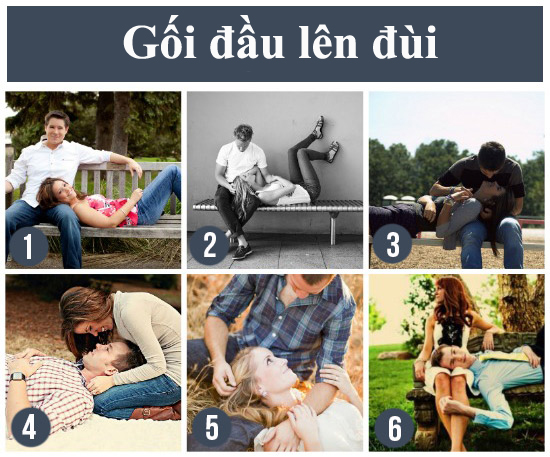 14. Gối đầu lên đùi: Tư thế này thể hiện sự cưng chiều, vỗ về khó lẫn của các cặp đôi đang yêu nhau say đắm.