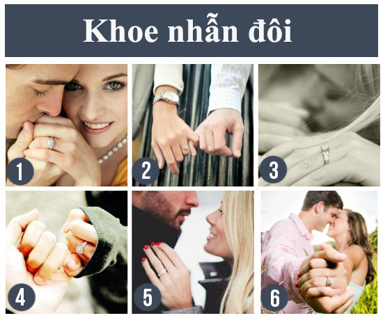 18. Khoe nhẫn đôi: Trong cách này, nhân vật chính của tấm ảnh lại là cặp nhẫn của hai người. Nó vừa thể hiện hai bạn là của nhau, vừa chứng tỏ tình cảm của hai người đã đến giai đoạn chín muồi.