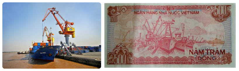 500 đồng: Hình ảnh cảng Hải Phòng, đây là một cụm cảng biển tổng hợp cấp quốc gia, lớn thứ 2 ở Việt Nam và lớn nhất miền Bắc, là cửa ngõ quốc tế của Việt Nam.