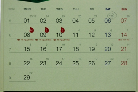 Tết Nguyên đán 2016 được nghỉ mấy ngày?