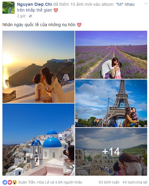 Nữ MC Rung Chuông Vàng vừa đăng tải những bức ảnh ngọt ngào về những nụ hôn đắm say cùng con gái Sumo.