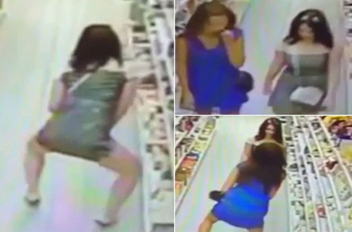 Camera ghi lại cảnh 2 cô gái ăn cắp kẹo, giấu trong quần lót