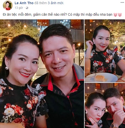 Trên trang cá nhân mới đây của mình, chị Anh Thơ bất ngờ đăng tải hình ảnh selfile với nụ cười tươi tắn, sánh bước bên ông xã Bình Minh. Kèm theo đó, bà mẹ hai con hài hước bày tỏ, 
