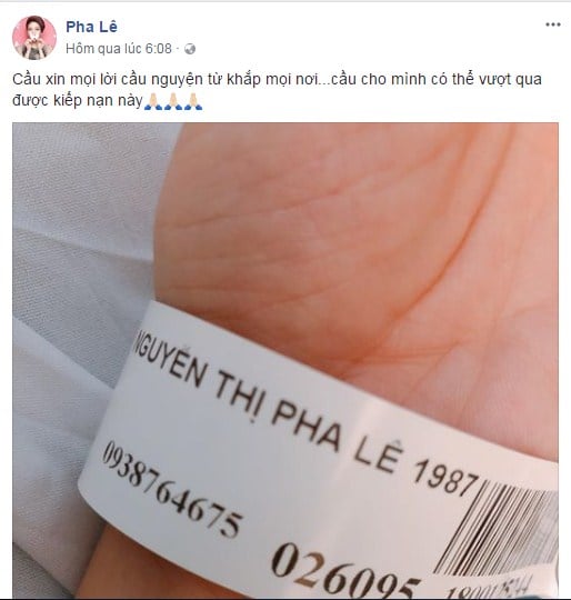 Có thể thấy, trong khoảng thời gian gần đây, Pha Lê liên tục đăng tải hình ảnh cô nằm trong bệnh viện. Thậm chí, nữ ca sĩ còn cho biết cô phải nằm một thời gian dài trong bệnh viện để điều trị. Theo đó, người đẹp bày tỏ, 