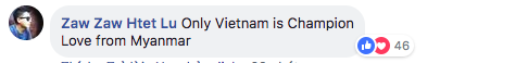 Việt Nam chính là nhà vô địch duy nhất, gửi lời yêu cho các bạn từ Myanmar.    
