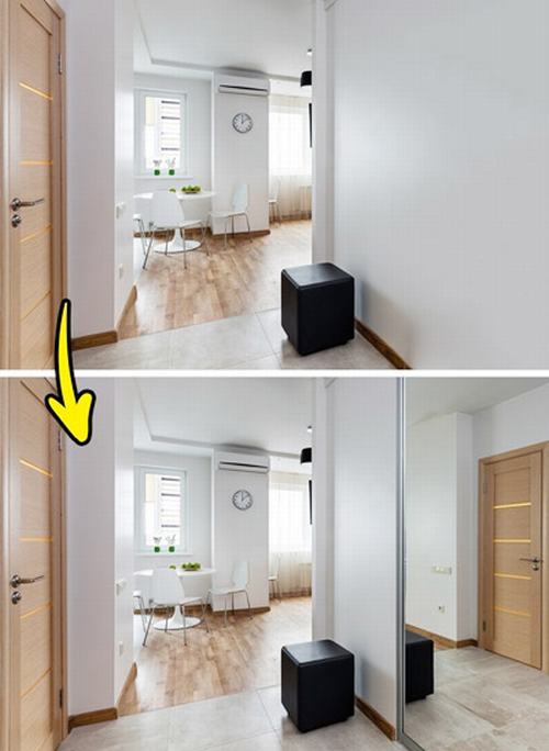 Lắp đặt thêm gương: Nếu còn một mảng tường trống, bạn có thể nghĩ tới việc bố trí gương để nhà có cảm giác thoáng rộng hơn.