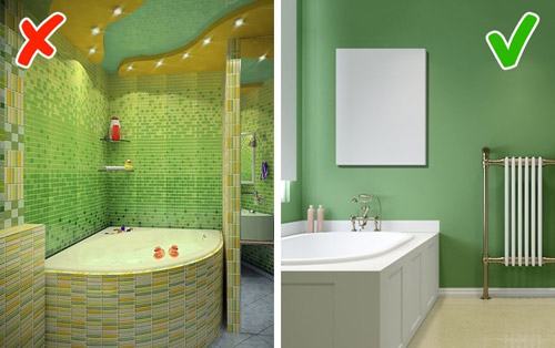 Không lạm dụng các chi tiết trang trí: Bạn mê mệt kiểu gạch ốp tường màu sắc, cách bố trí đèn lung linh ở phòng tắm resort? Tuy nhiên, bạn cần cân nhắc vì khu WC ở gia đình thường nhỏ hơn nhiều, không thể làm vệ sinh thường xuyên như ở các khu nghỉ.