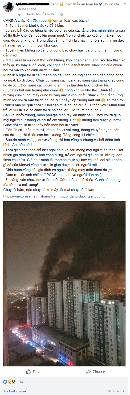 Chia sẻ của anh Minh Anh trên Facebook