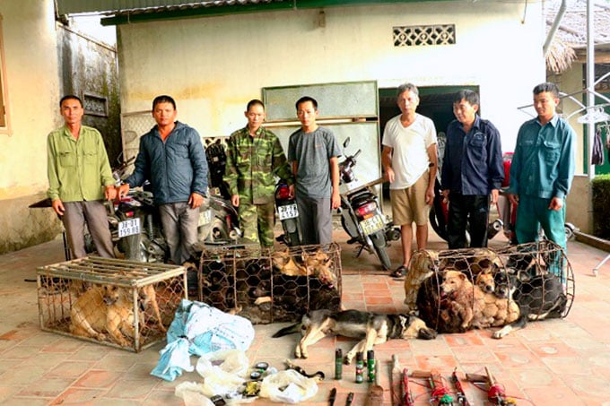 Các đối tượng trong đường dây trộm chó lớn tại Hà Tĩnh