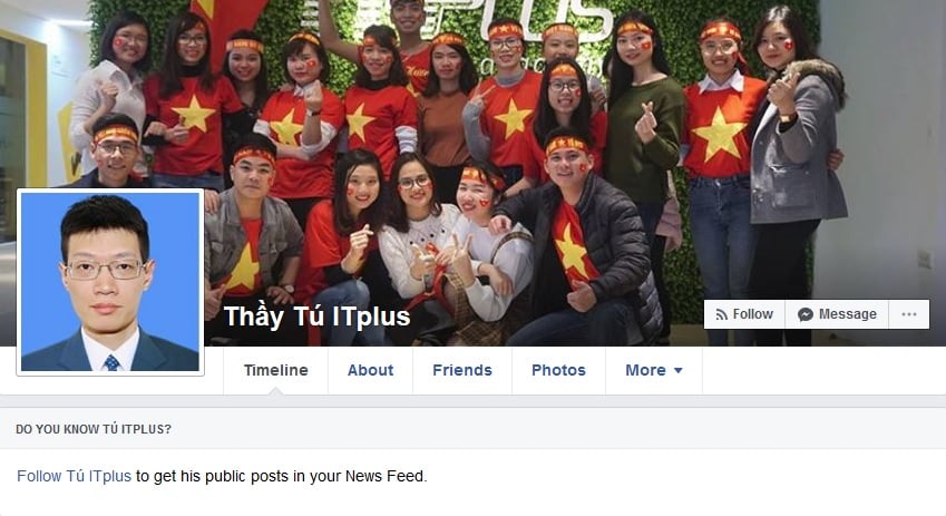 Facebook của đối tượng Tú