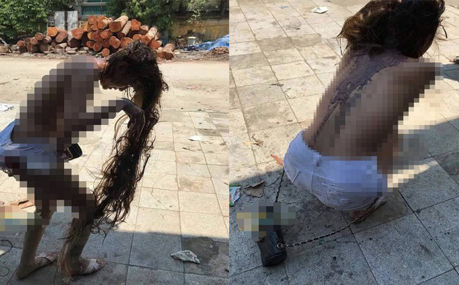 Hình ảnh một cô gái bị cắt tóc và đổ mắm tôm, dầu luyn nghi là đánh ghen được lan truyền trên mạng xã hội