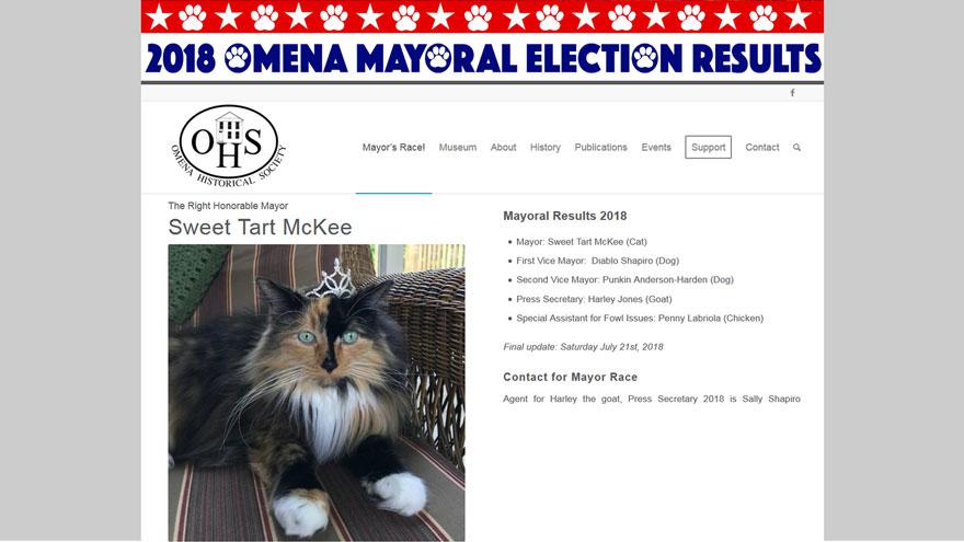 Thông tin về tân thị trưởng được cập nhật trên trang web của Hội Lịch sử Omena