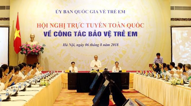 Hội nghị trực tuyến toàn quốc về công tác bảo vệ trẻ em do Thủ tướng Nguyễn Xuân Phúc chủ trì diễn ra vào ngày 6/8