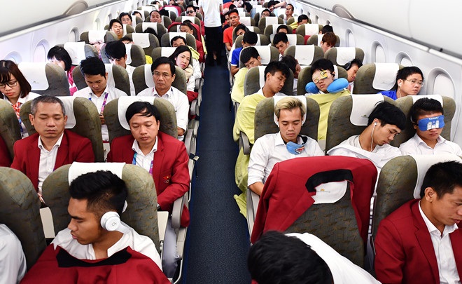 Chuyến bay đặc biệt của VNA chở đoàn thể thao Việt Nam về nước