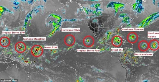 9 cơn bão xuất hiện cùng lúc trên biển Đông