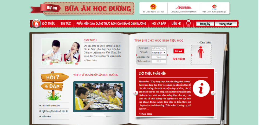 Giao dien Website Du an Bua an hoc duong