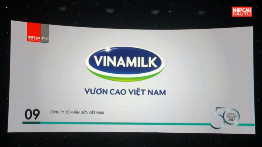 Hình ảnh logo Vinamilk xuất hiện trên màn hình Lễ trao giải