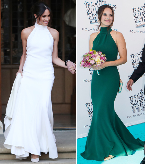 Thiết kế tương đồng trong trang phục của hai nàng dâu hoàng gia Anh và Thụy Điển. Ảnh: Elle.    