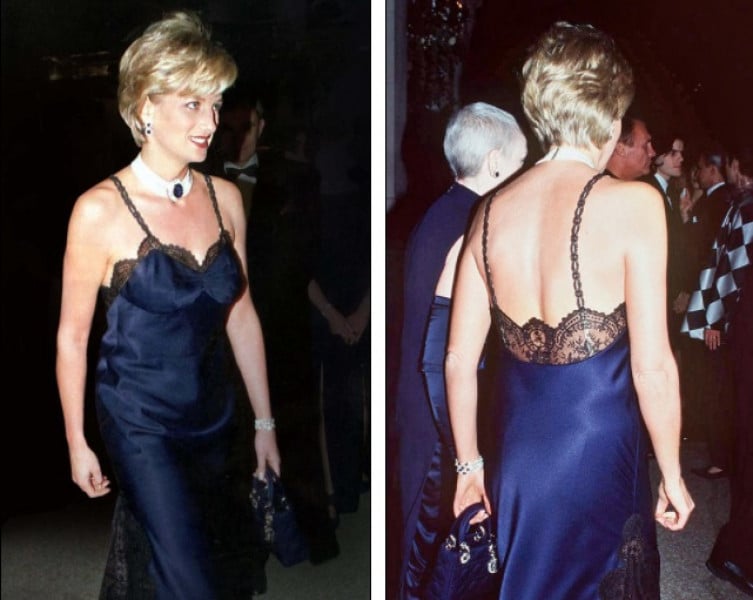 Chiếc váy hở bạo được công nương diện tại New York vào năm 1996 này khiến bà e ngại rằng hoàng tử William sẽ nghĩ là nó quá gợi cảm.    