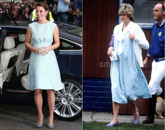 Cùng là đầm xanh ngọc bích, nhưng Công nương Kate mang lại ấn tượng mảnh mại, nhẹ nhàng, còn Công nương Diana lại mang vẻ thoải mái, phóng khoáng.    