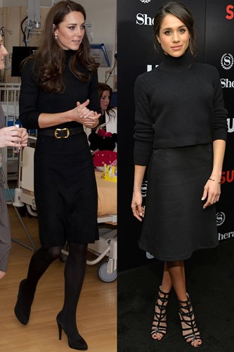 Diện cả cây đen, thật khó nói Kate Middleton và Meghan Markle ai đẹp hơn ai.  