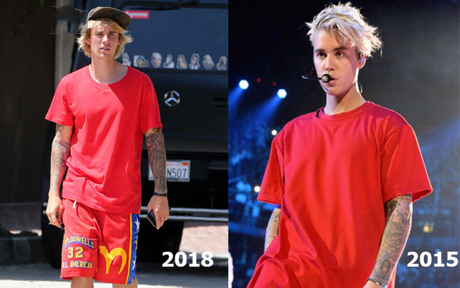 Justin áo đỏ của năm 2018 có thể nói là già nua như bố của Justin áo đỏ 4 năm trước. Nét cá tính hoàn toàn mất đi, thay vào đó là vẻ kém sắc chạm đáy phong cách.   