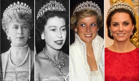 Chiếc vương miện nạm kim cương và ngọc trai đã từng được Hoàng hậu Mary, Nữ hoàng Elizabeth II và cố Công nương Diana đội    