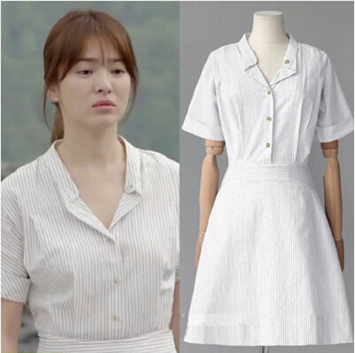 Còn nhớ sau “hiện tượng” Hậu duệ mặt trời gây sốt toàn châu Á năm 2016, bất cứ trang phục nào Song Hye Kyo diện đều được tìm mua. Trong đó, chiếc shirt dress này là item được “săn lùng”nhiều nhất