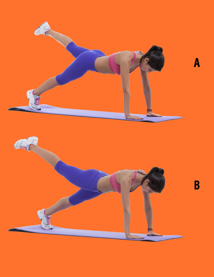Thực hiện động tác plank với một chân đưa lên cao mỗi chân ít nhất 30 giây.    