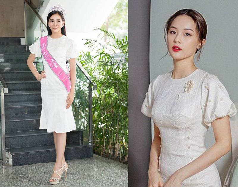 Tiểu Vy có vẻ rất thích màu trắng, khi cô một lần nữa đụng đồ váy áo liên hoàn với loạt người đẹp tên tuổi của VBiz như Hạ Vy.